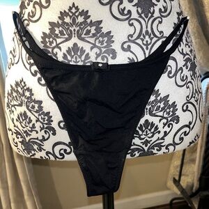 Black Satin Thong Panty